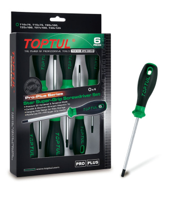 Набор отверток TORX T10-T30 серии Pro-Plus, 6 предметов в картоне TOPTUL Набор отверток TORX T10-T30 серии Pro-Plus, 6 предметов в картоне TOPTUL