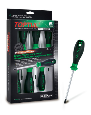 Набор отверток TORX с отверстием T10-T40 серии Pro-Plus, 6 предметов в картоне TOPTUL Набор отверток TORX с отверстием T10-T40 серии Pro-Plus, 6 предметов в картоне TOPTUL