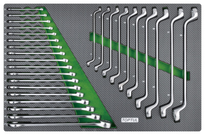 Набор комбинированных и накидных ключей 6-27 мм, 28 пр в мягком ложементе TOPTUL GED2813